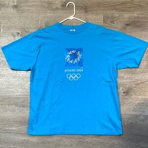 Athens 2004 Olympics Shirt XL Official High Q Cotton Turquoise Teal Crown Rings